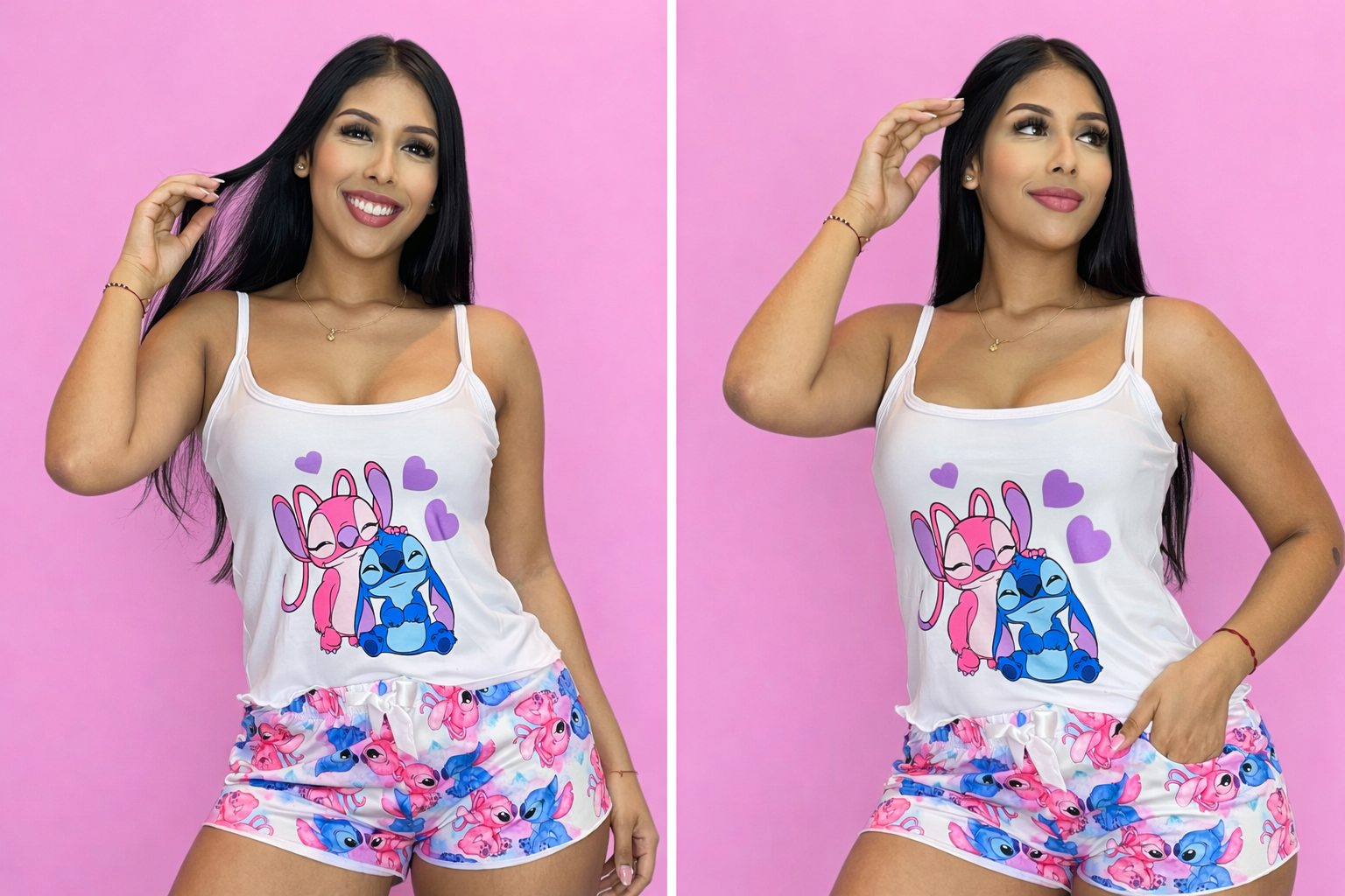 Pijama Femenino Stitch Beso – Tirantes Finos